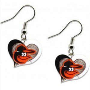 Baltimore Orioles MLB Swirl Heart Earrings